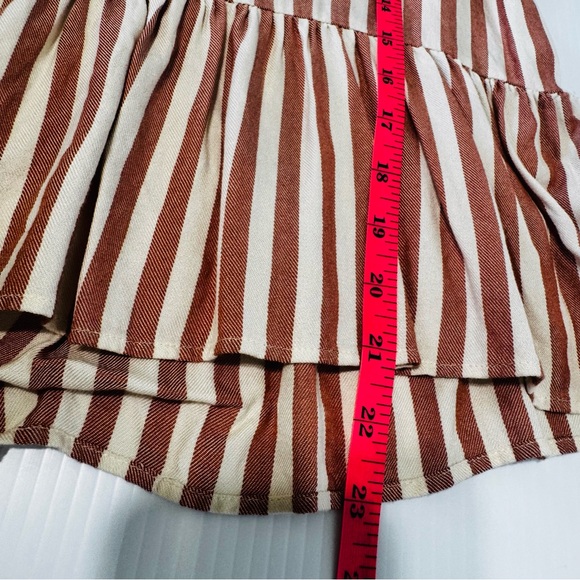 Madewell Courtyard Ruffle Women's Striped Tan Top Size Small - Picture 12 of 14